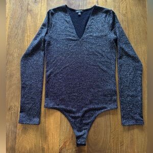 Express black metallic shimmer long sleeve‎ bodysuit women’s M